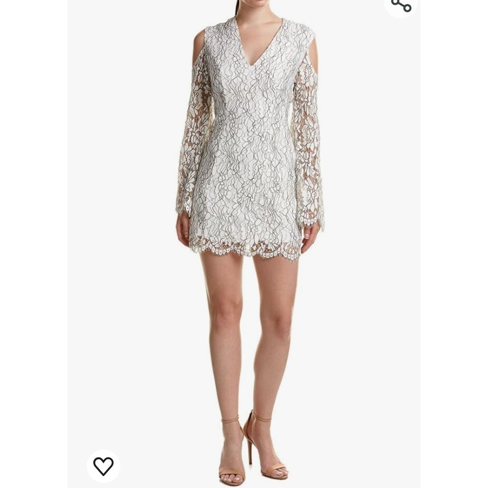Keepsake the label women's Ivory porcelain lace cold shoulder mini dress  Large